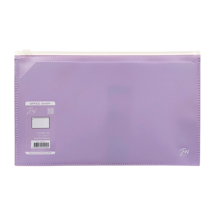 Carpeta FW A5 Sobre con Cierre y 2 Bolsillos Violeta Pastel Art.999594